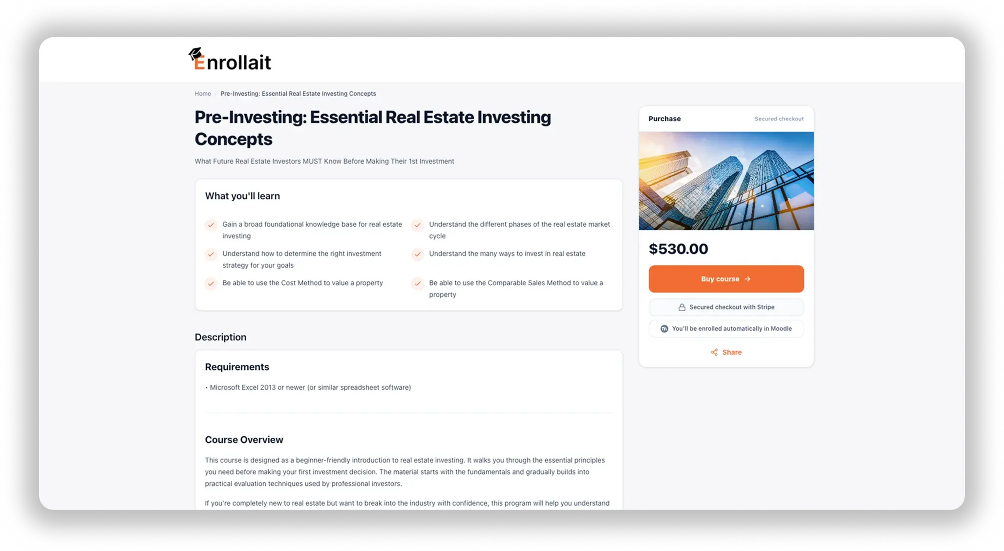 enrollait Enrollait product detail page screenshot image hero