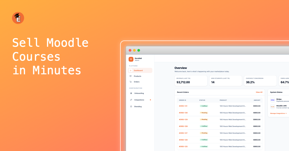 Enrollait blog post The Easiest Way to Sell Moodle Courses With Automatic Enrollment (2026)